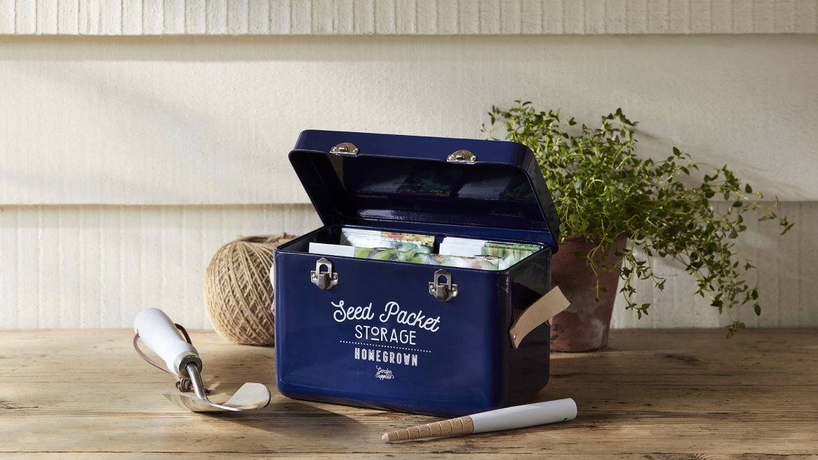 Saatgutbox – Atlanticblue - Ledergriffe -lifestyle - Burgon & Ball - Franks kleiner Garten