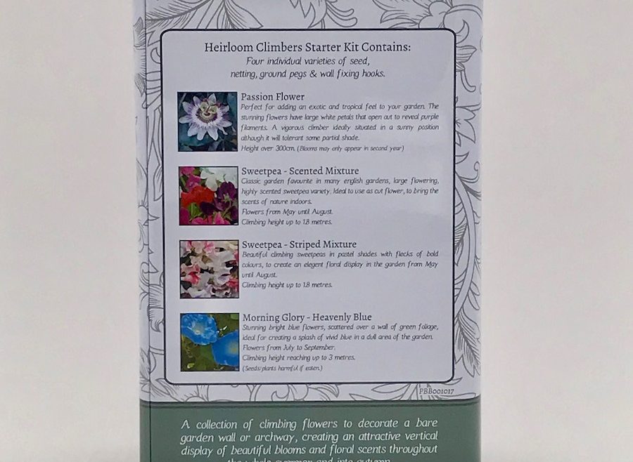 A Gardener's Starter Kit - Heirloom Climbers - Blütenpracht - Kletterpflanzen - BEES Seeds - Rückseite - Franks kleiner Garten